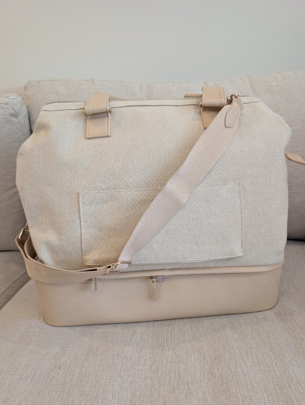 BEIS Convertible Mini Weekender Beige Bag - Picture 3 of 7